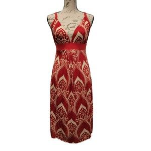 T Bags Los Angeles Women's Size Medium Red Cream Dress Braid Detail